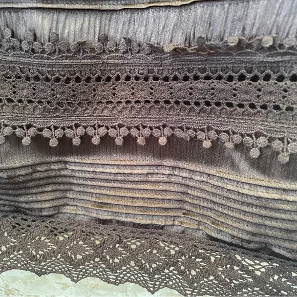 Anna Sui x Target Shift Dress Black Satin 20s Drop Waist Peter Pan Collar - Picture 10 of 15